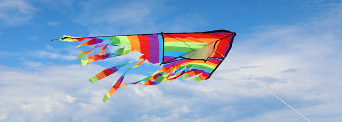 kite with the colors of the rainbow symbol of positivity and optimism