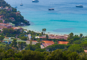 Aerial landscape view of Scagliola beach in Elba Island in Itlay near the coast of Tuscany