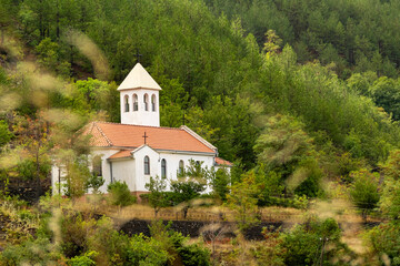 Fototapeta na wymiar Catholic church in the Albanian mountain
