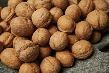 beautiful dried walnuts in shell close-up