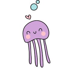 Naklejka premium jelly fish cartoon