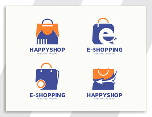 Modern online shop e-commerce logo collection