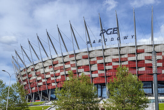 Warsaw, Poland - May 24, 2021: PGE Narodowy - National Stadium in Warsaw capital city