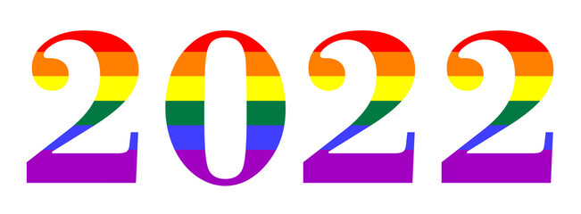 figures for the new year 2022. LGBT colors. rainbow number.