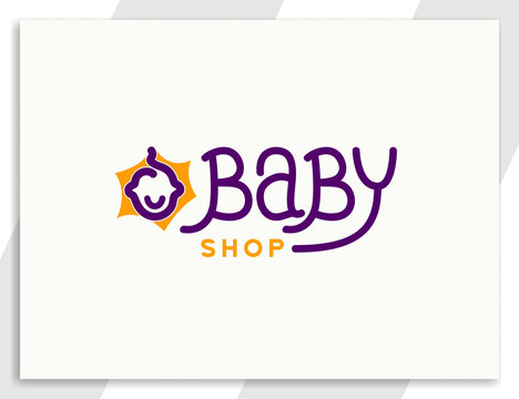 Cute text baby shop typography logo design