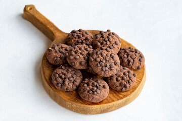Chocolate chip cookies on a white background