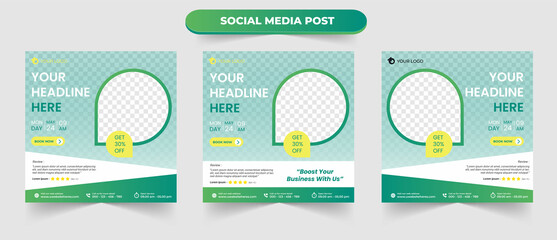 Set of fully editable social media post feed square frame banner blog for business marketing promotion web ads template