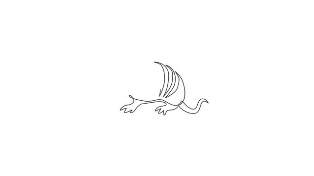 Animated self drawing of one continuous line draw cute armadillo for company logo identity. Xenarthra mammal mascot concept for national zoo icon. Full length single line animation illustration.