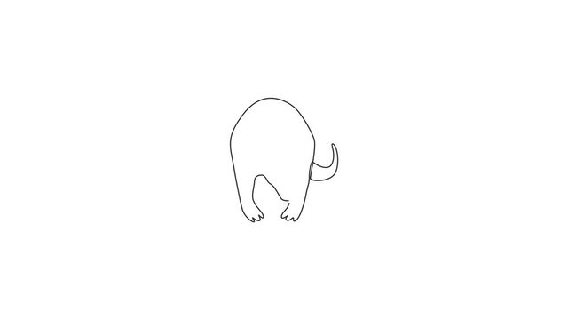 Animated self drawing of one continuous line draw cute aardvark for company logo identity. Nocturnal mammal mascot concept for safari night park icon. Full length single line animation illustration.