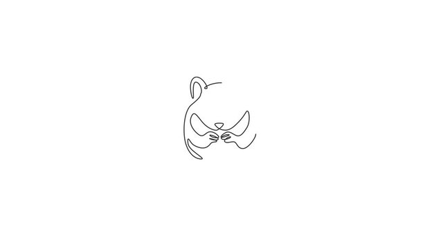 Animation of one single line drawing of cute hamster eating seeds for domestic logo. Rodent animal mascot concept for pet lover club icon. Continuous line self draw animated. Full length motion.