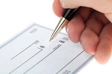 Close-Up of Writing a Check