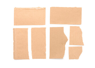 collection of various vintage note papers isolated on a white background