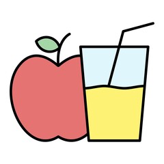 Vector Apple Juice Filled Outline Icon Design