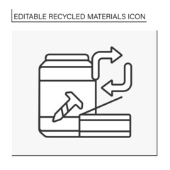  Ecology line icon. Metal recycling. Waste. Recycled materials concept. Isolated vector illustration. Editable stroke