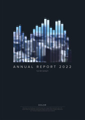 Fototapeta premium Light annual report front cover page template with photo graph