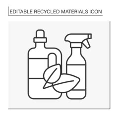  Ecology line icon. Eco cleaning products. Householding. Recycled materials concept. Isolated vector illustration. Editable stroke