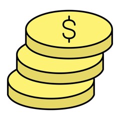 Vector Coins Filled Outline Icon Design