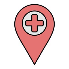 Vector Hospital Location Filled Outline Icon Design