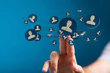 Business people silhouettes network team