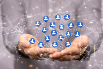 digital Business people silhouettes network team