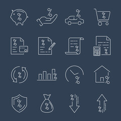 Credit and Loan icons set. Credit and Loan pack symbol vector elements for infographic web