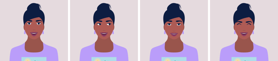 Different emotion of young woman