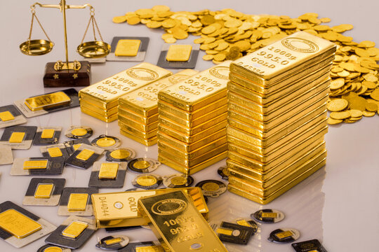 Gold Bullions with gold coins