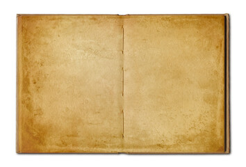 Vintage open book isolated on white background