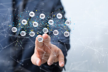 Artificial Intelligence Cloud technology. Integrated digital web concept background