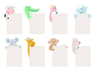 Set of animals with blank banners.