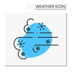 Cold wind color icon. Blizzard. Snowy wind. Wind swirling snowflakes. Winter weather forecast. Weather concept. Isolated vector illustration