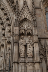 Fototapeta premium Decorative elements on the facade of the Catholic Cathedral