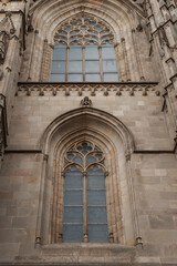 Fototapeta na wymiar Decorative elements on the facade of the Catholic Cathedral