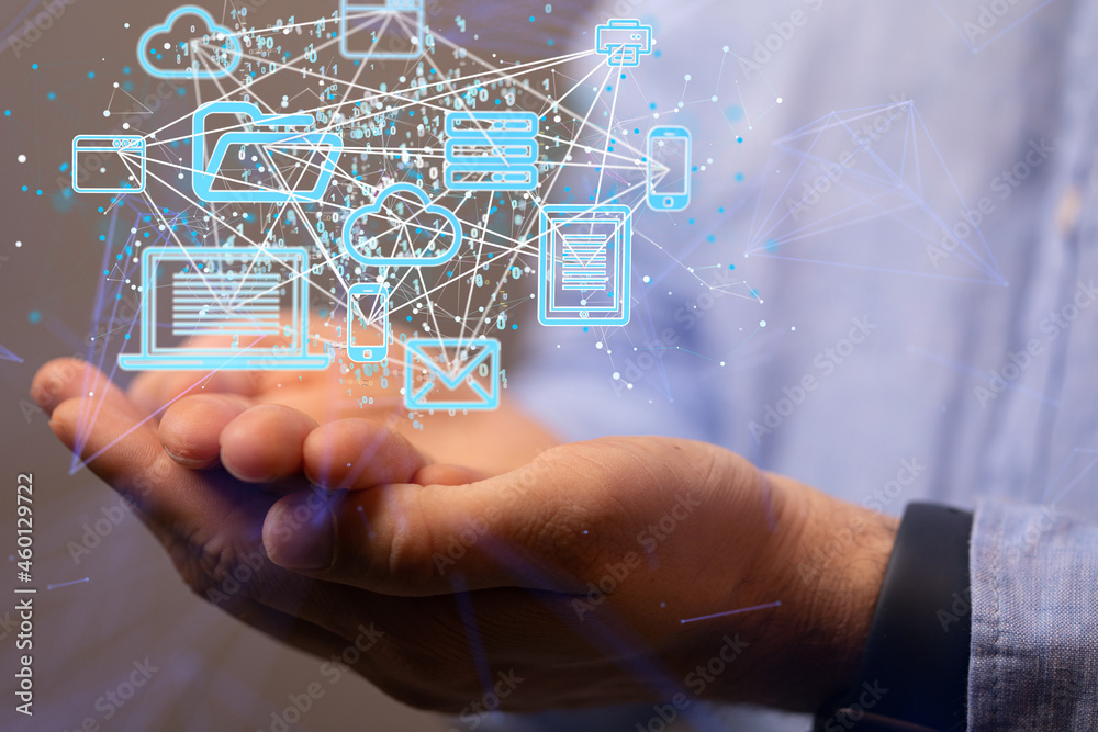 Fototapete data Internet infrastructure concept. Abstract technology background. 3D rendering.