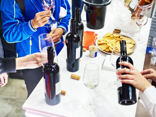 Wine tasting at exhibition