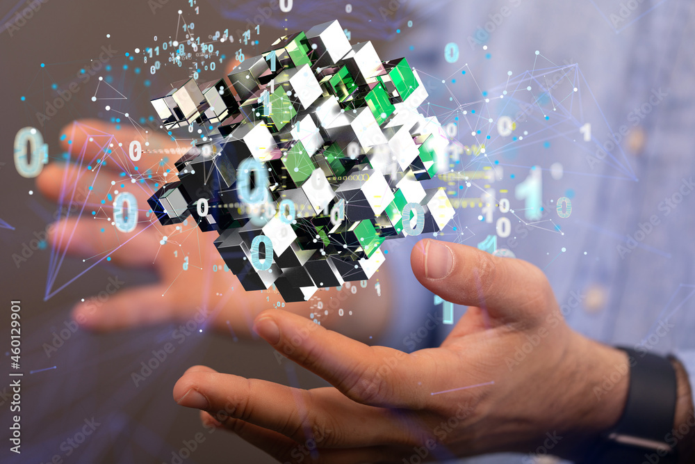 Poster data Internet infrastructure concept. Abstract technology background. 3D rendering.