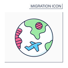 Diaspora color icon. Ethnic community that permanently resides outside of its homeland. Migration concept. Isolated vector illustration