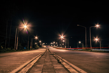 railroad at night