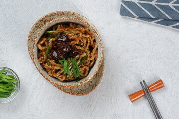 Fototapeta na wymiar jajangmyeon Korean Instant Noodle with Black Bean Sauce