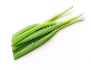 Fresh scallion isolated on white, from above