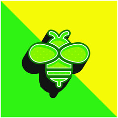 Bee Green and yellow modern 3d vector icon logo