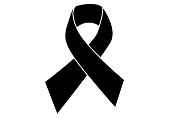 Icono negro de un lazo de luto en fondo blanco.