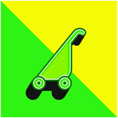 Baby Stroller Green and yellow modern 3d vector icon logo