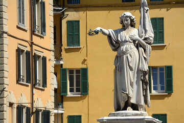 Obraz premium Brescia is a beautiful Lombard city close to Lake Garda where the monument dedicated to the ten days of Brescia is on the Piazza della Loggia