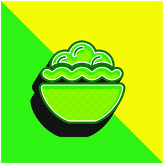 Bowl Full Of Food Green and yellow modern 3d vector icon logo