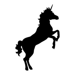 The unicorn on white background. Silhouette of head unicorn. Beautiful magical animal.