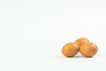 The eggs on a white background