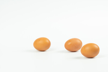 The eggs on a white background