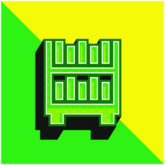 Bookcase Green and yellow modern 3d vector icon logo