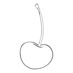 Cherry vector drawing. Isolated hand drawn two berries on white background. Summer fruit engraved style illustration.